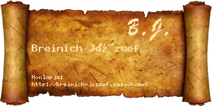Breinich József névjegykártya